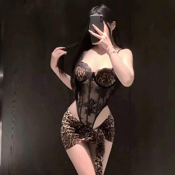 Đồ ngủ bodysuit sexy da báo có gọng đẩy